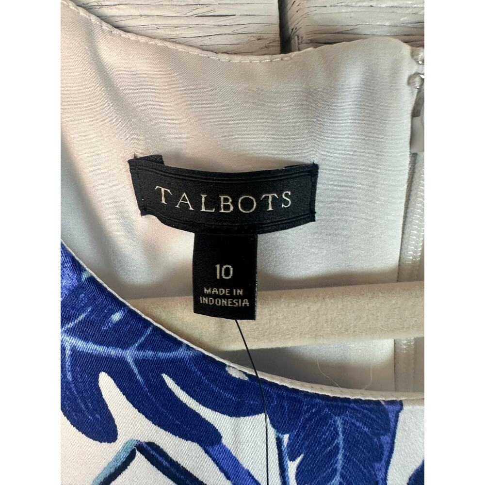 Talbots tropical sleeveless dress ruffle hem blue & white body Khan travel ￼ - Picture 4 of 14